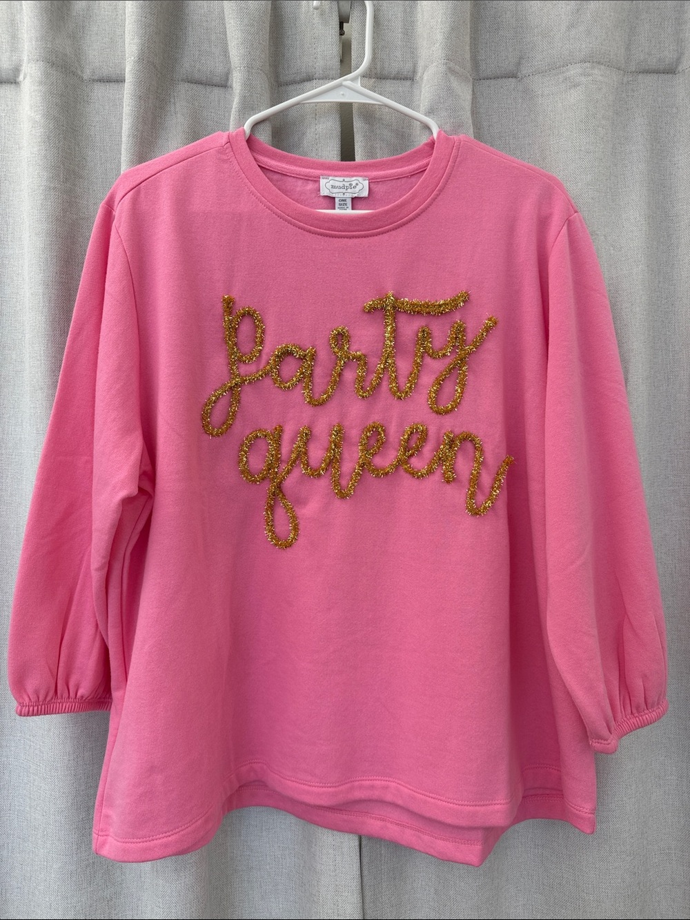 Mud Pie Pink "Party Queen" Glitter Pullover!